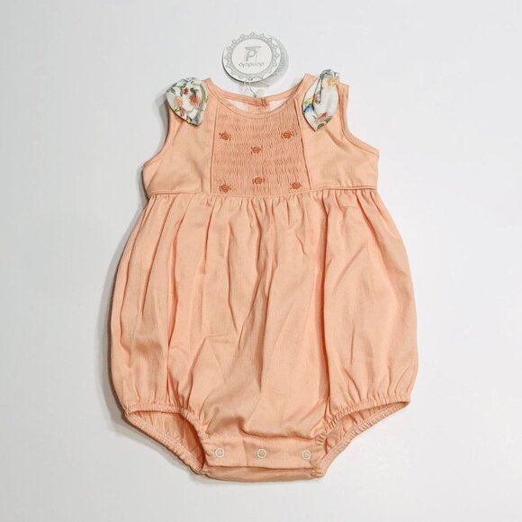 NWT • DONDOLO Apricot Smocked Bubble Romper {3M}